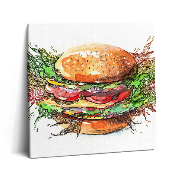 Obraz canvas 60x60 Burger serowy XXL