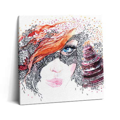 Obraz canvas 60x60 Streszczenie słodka kobieta z ciastem