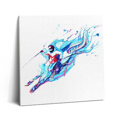 Foto obraz na płótnie 60x60 Ilustracja narciarza