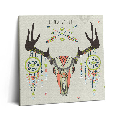 Obraz canvas 60x60 Czaszka jelenia i łapacz snów