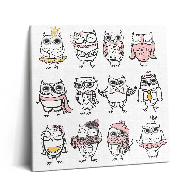 Obraz canvas 60x60 Vintage plakat z sowami