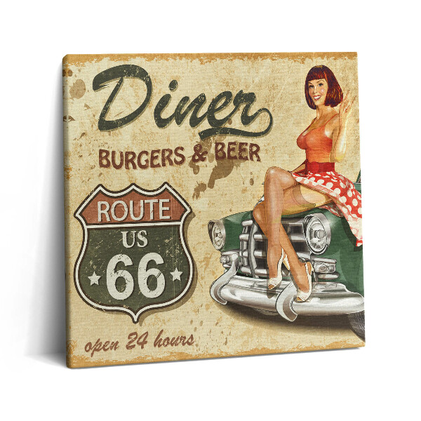 Foto obraz canvas 60x60 Vintage plakat Route 66