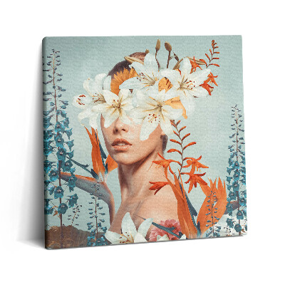 Obraz canvas 60x60 Streszczenie kobieta z kwiatami