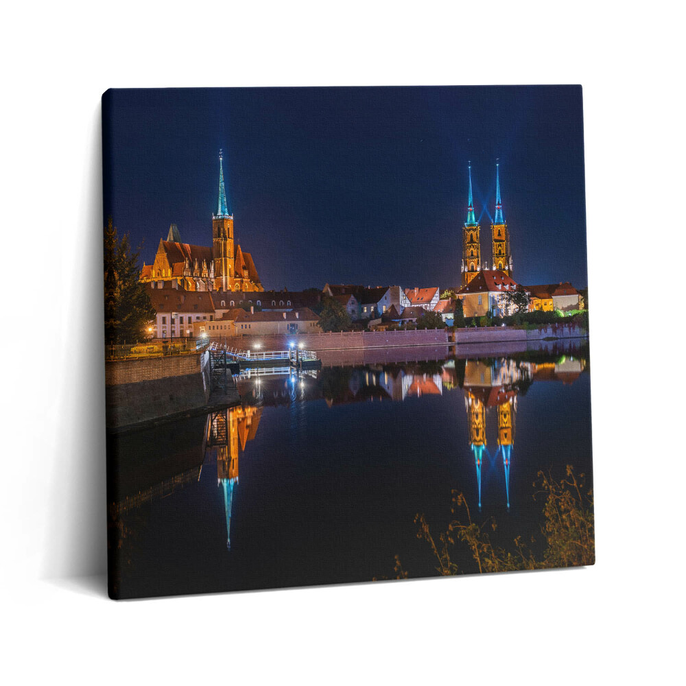 Obraz canvas 60x60 Katedra Wrocławska nocą