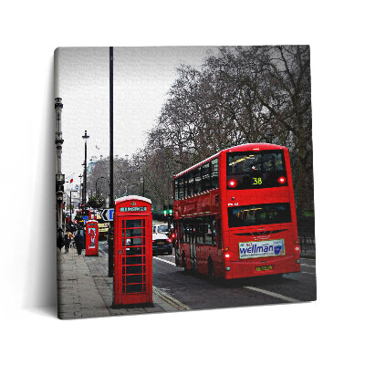 Obraz canvas 60x60 Angielski autobus i budka telefoniczna