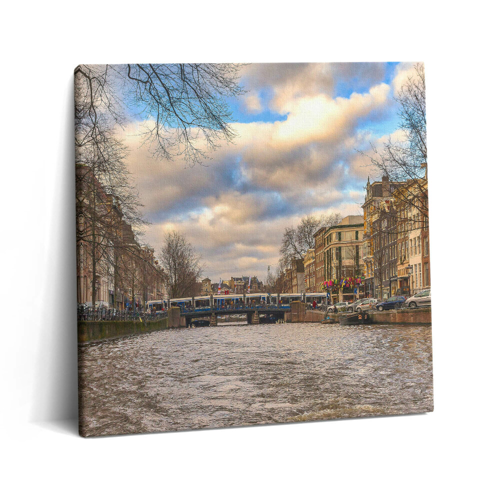 Foto-obraz canvas 60x60 Kanał w Rotterdamie