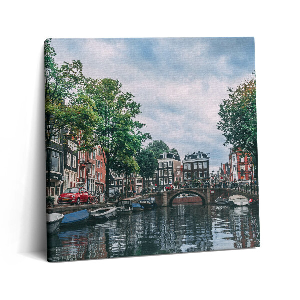 Foto-obraz canvas 60x60 Kanał w centrum Amsterdamu