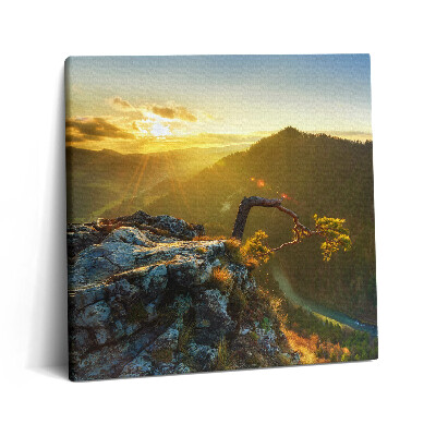 Obraz canvas 60x60 Zachód słońca nad górami