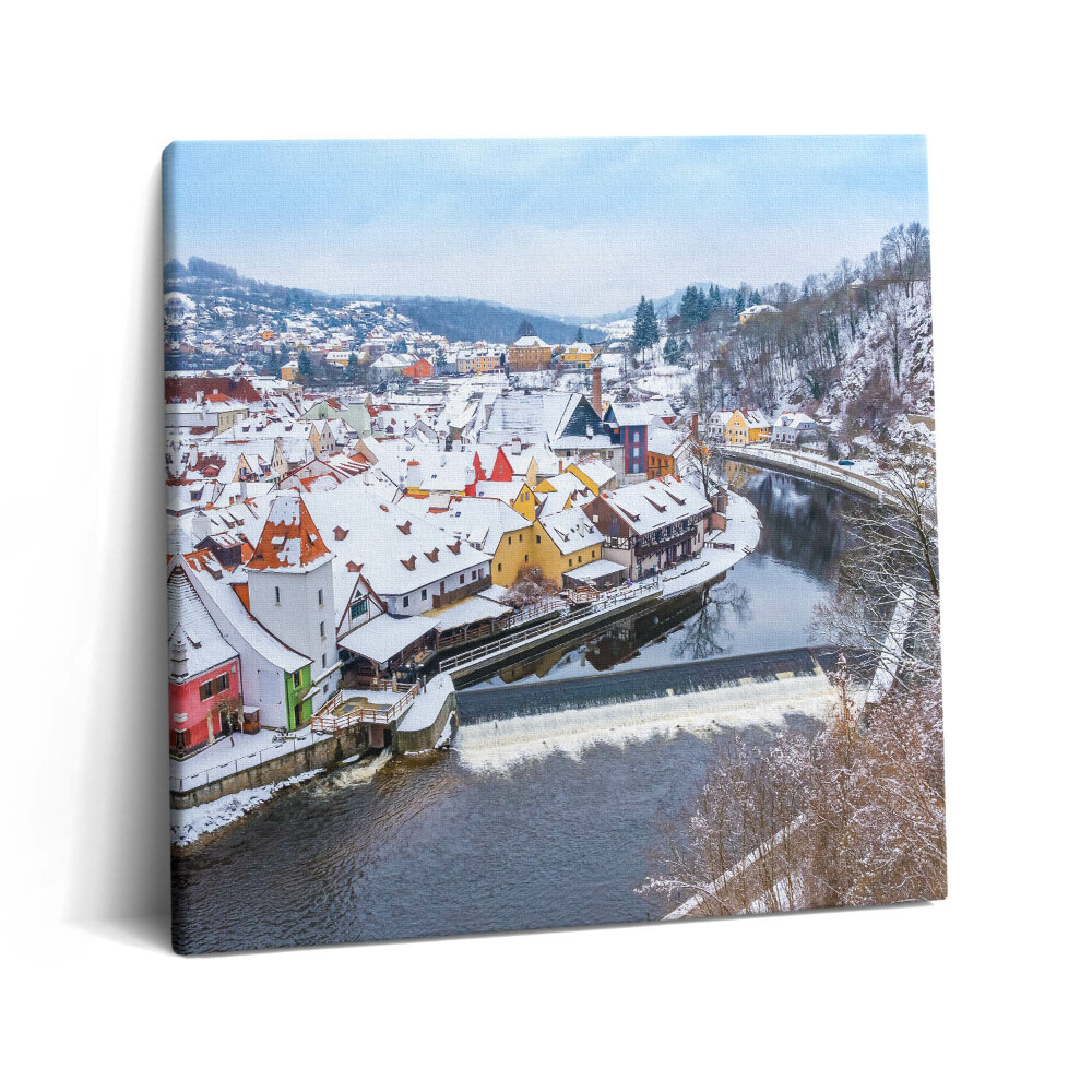 Foto obraz ze zdjęcia 60x60 Panorama miasta Krumlov zimą