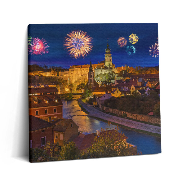 Foto obraz ze zdjęcia 60x60 Fajerwerki Krumlov Czechy