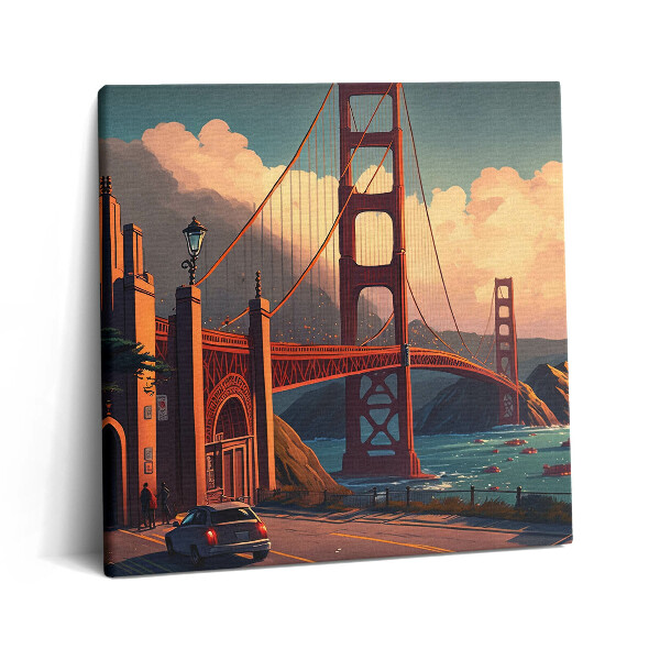 Foto obraz canvas 60x60 Ilustracja przedstawiająca most w San Francisco