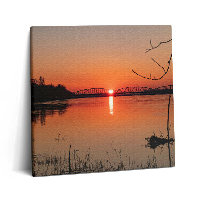 Foto obraz canvas 60x60 Krajobraz jeziora o zachodzie słońca