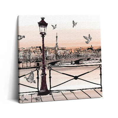 Foto obraz na płótnie 60x60 Zachód słońca nad Sekwaną