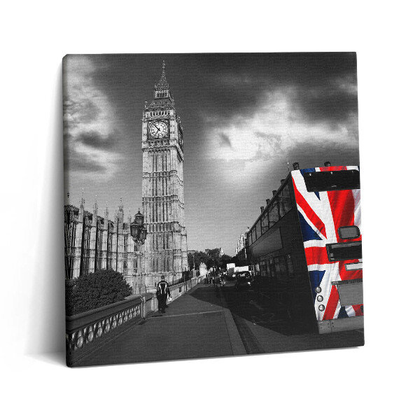 Obraz canvas 60x60 Big Ben i autobus w Londynie