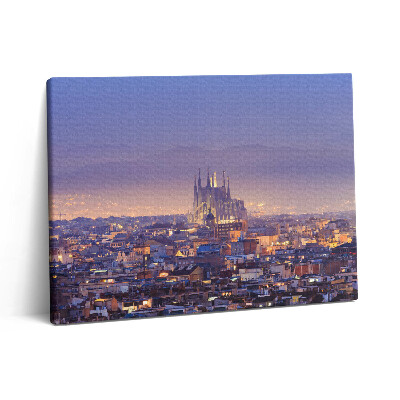 Obraz na płótnie 80x60 Widok na Barcelonę i Sagradę nocą