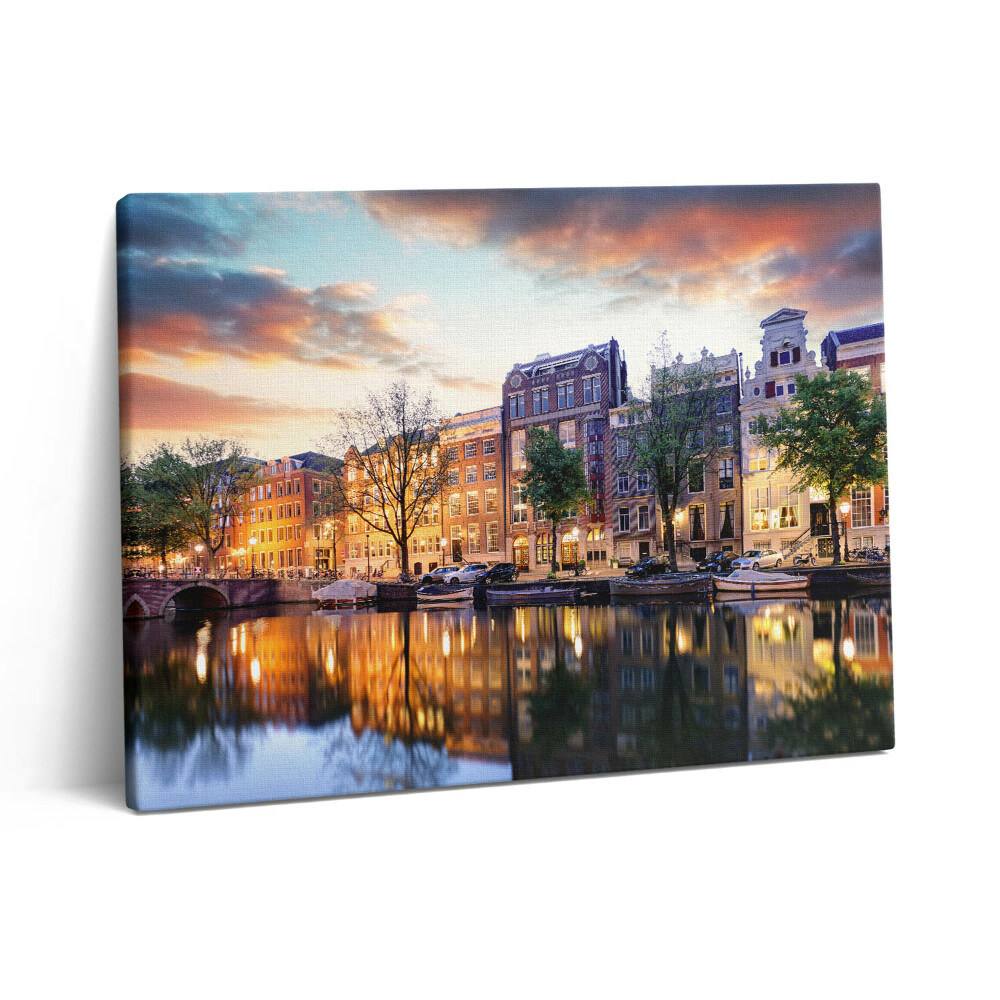 Fotoobraz canvas 80x60 Domy Amsterdam Holandia