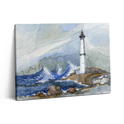 Obraz na płótnie 80x60 Duża akwarela i latarnia morska