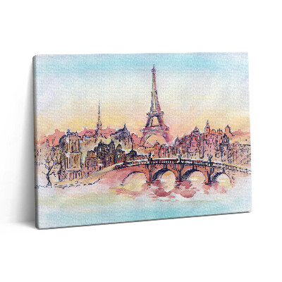 Obraz na płótnie 80x60 Malowany widok Paryża