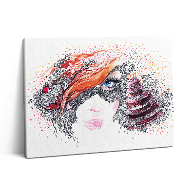 Obraz na płótnie 80x60 Streszczenie słodka kobieta z ciastem