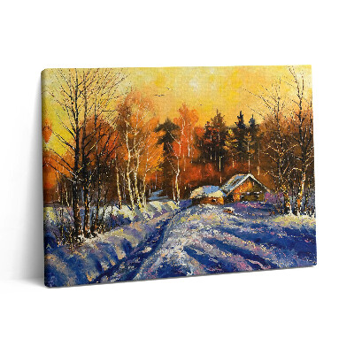Obraz na płótnie 80x60 Wieczór w zimowej wiosce
