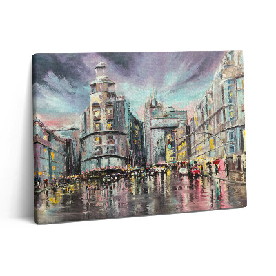 Nowoczesny obraz na płótnie 80x60 Deszczowe miasto – spacer w deszczu