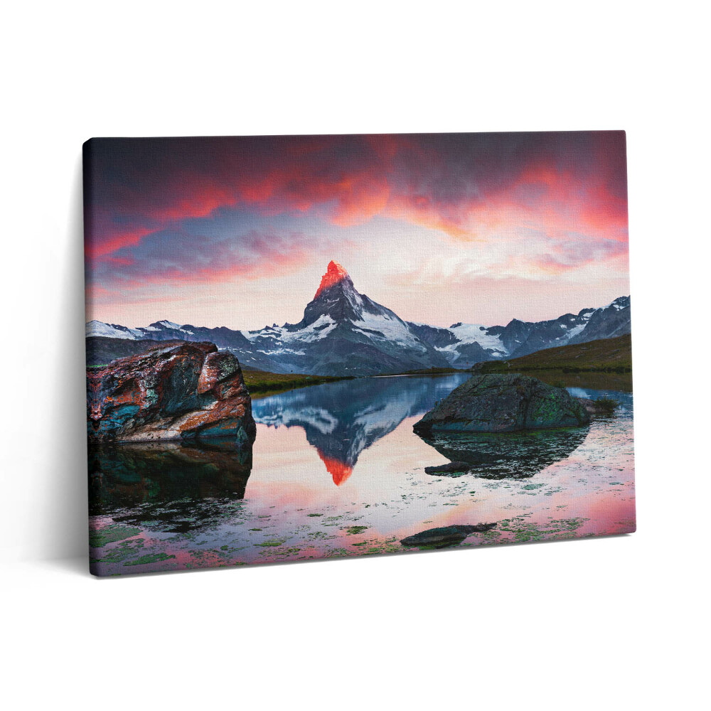 Nowoczesny obraz na płótnie 80x60 Jezioro Stellisee Matterhorn