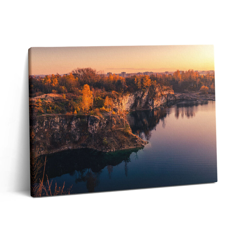 Foto obraz canvas 80x60 Jezioro Krakowskie Zakrzówek jesienią