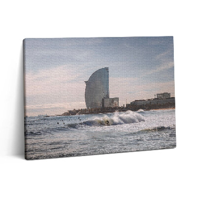 Foto obraz canvas 80x60 Surfer z Barcelony