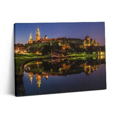 Fotoobraz canvas 80x60 Wawel nocą w Wiśle
