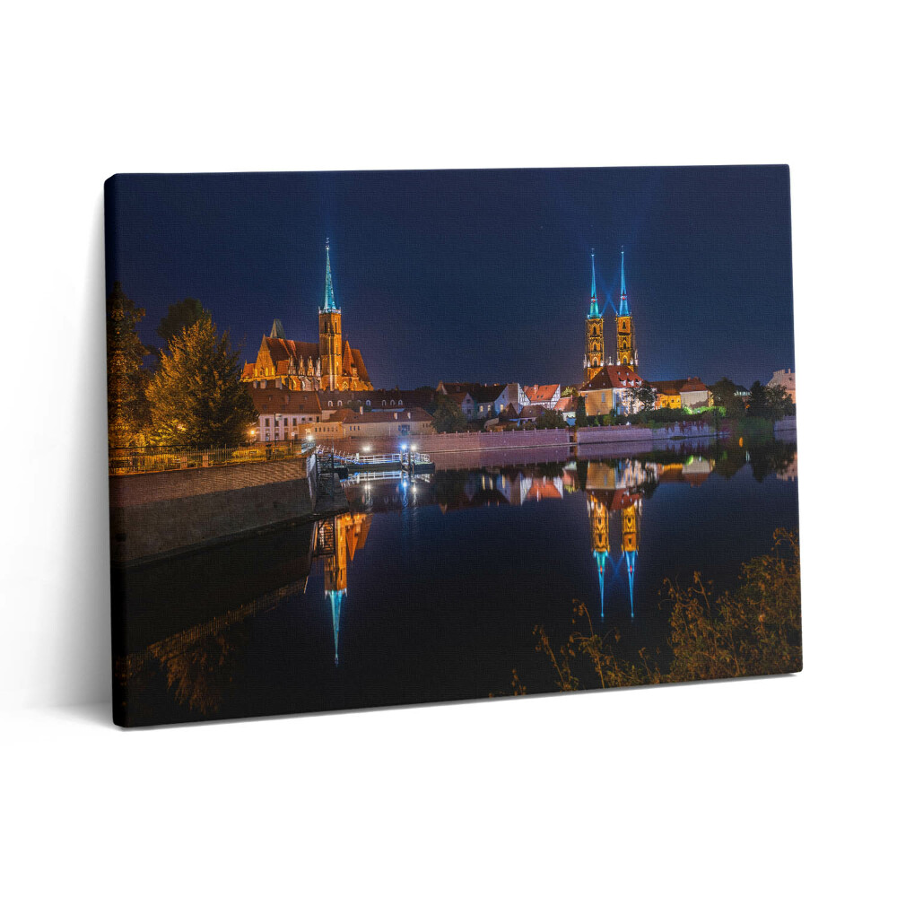 Fotoobraz canvas 80x60 Katedra Wrocławska nocą