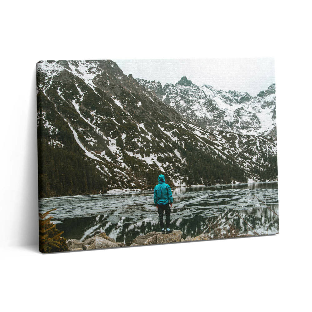 Foto obraz canvas 80x60 Jezioro Morskie Oko zimą