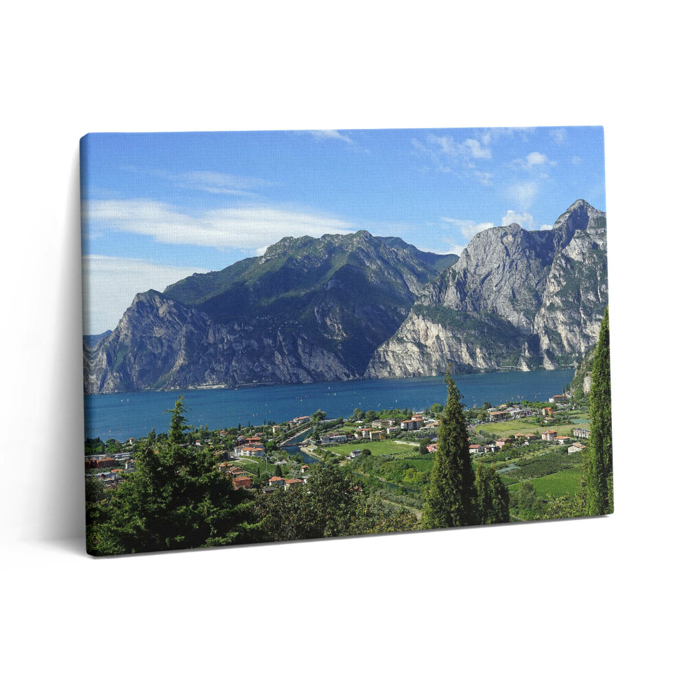 Foto obraz canvas 80x60 Zielone drzewa przed miastem