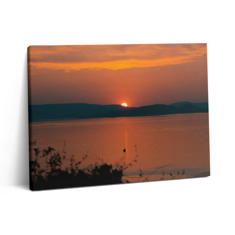 Foto obraz canvas 80x60 Jezioro Balaton i zachód słońca