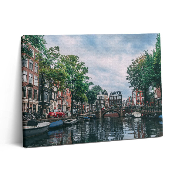 Foto obraz canvas 80x60 Kanał w centrum Amsterdamu