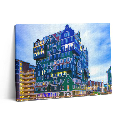 Foto obraz canvas 80x60 Kolorowy dom w Amsterdamie