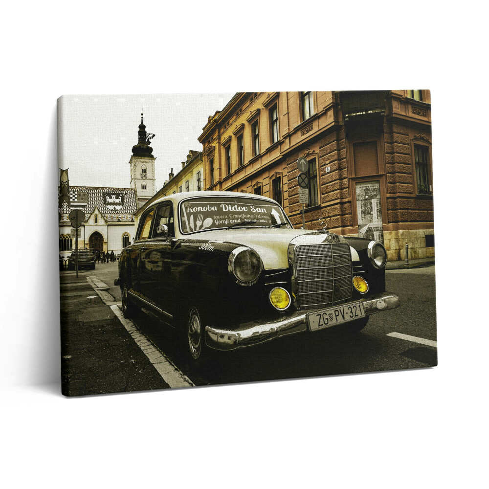 Foto obraz canvas 80x60 Stary mercedes z Zagrzebia