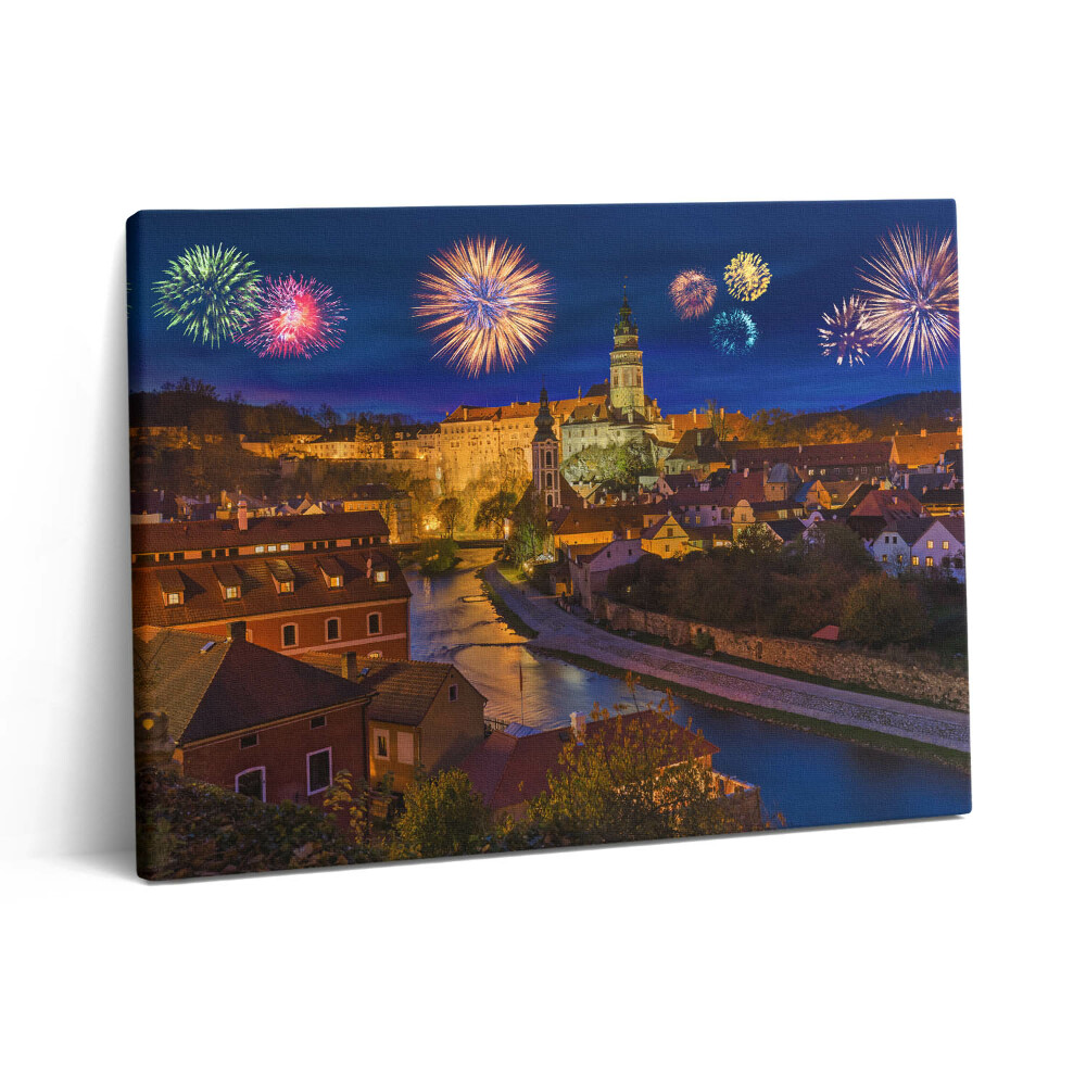 Fotoobraz canvas 80x60 Fajerwerki Krumlov Czechy