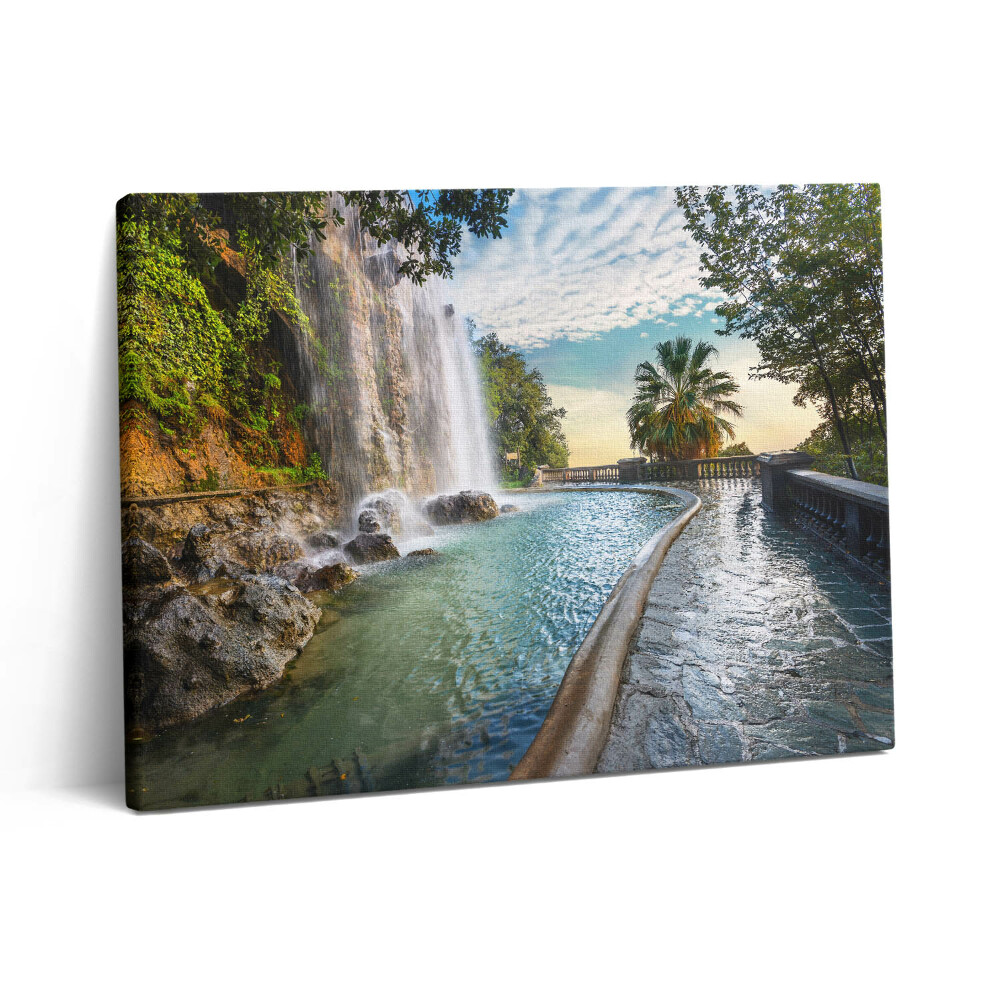 Fotoobraz canvas 80x60 Wodospad w Parc de la Colline du Chateau