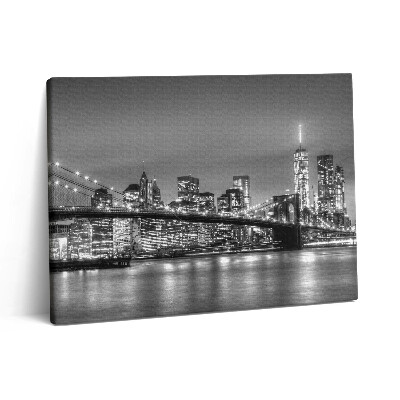 Obraz na płótnie 80x60 Most Brookliński w Nowym Jorku w nocy