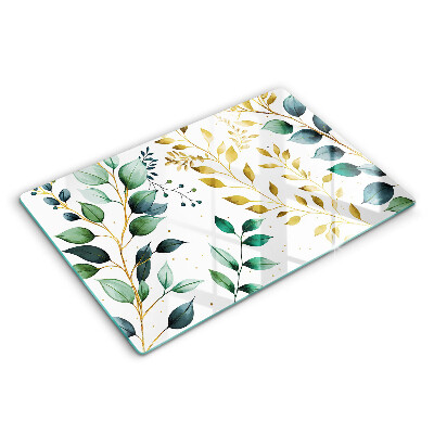 Osłona blatu kuchennego 80x52 cm Zielone i złote liście