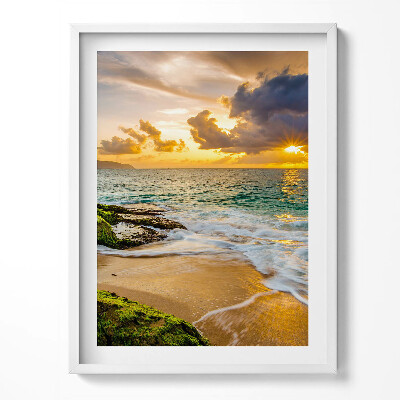 Obraz w ramce Brzeg plaży o zachodzie słońca