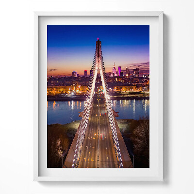 Obraz w ramce Most i miasto wieczorem