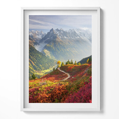 Obraz w ramce Pejzaż gór i kolorowej łąki