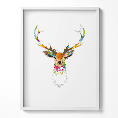 Obraz w ramce Ilustracja kolorowa głowa jelenia