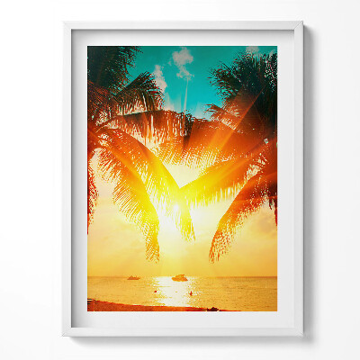 Obraz w ramce Wakacyjny widok - palmy o zachodzie słońca