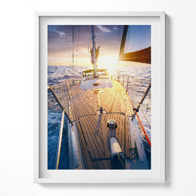 Obraz w ramce Zachód słońca na pokładzie żaglówki
