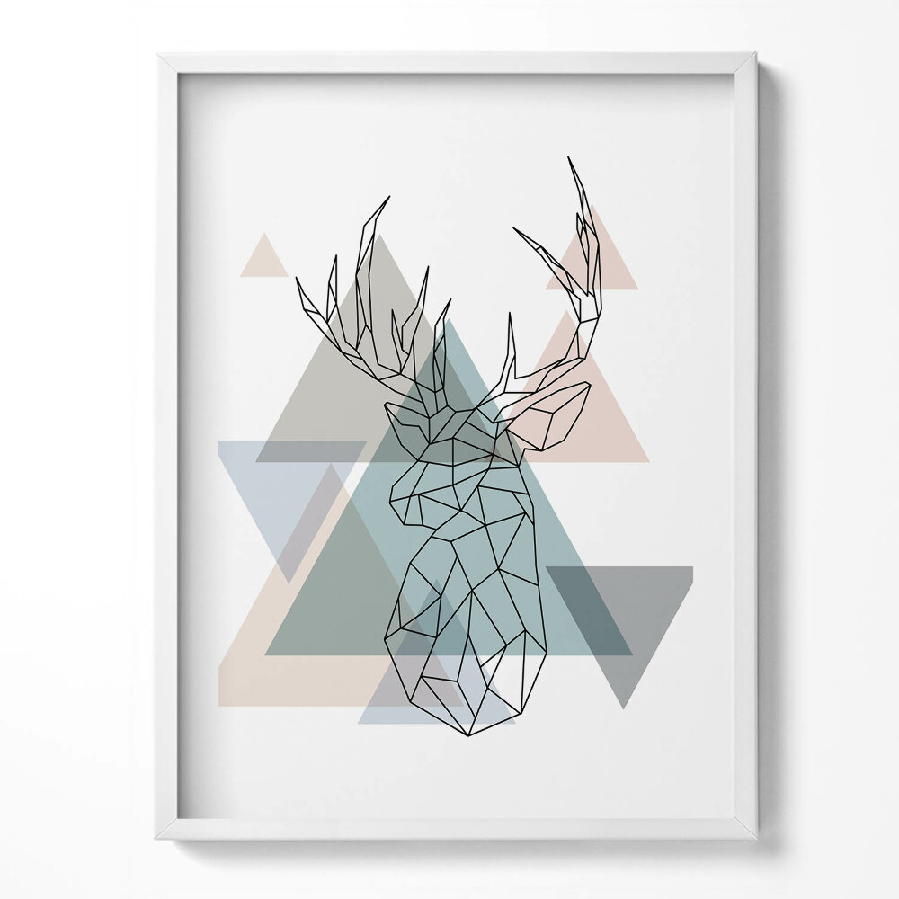 Obraz w ramce Geometryczny renifer