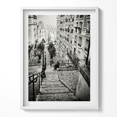 Obraz w ramce Czarno-biały widok na miejską uliczkę