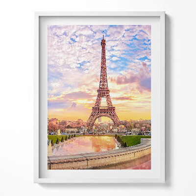 Obraz w ramce Romantyczny widok na wieżę Eiffla w Paryżu