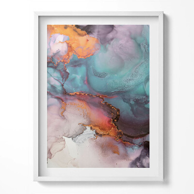 Obraz w ramce Płynna abstrakcja ze złotem